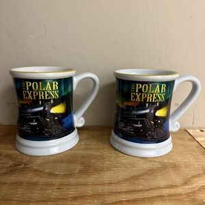 The Polar Express Mug Cup BELIEVE 3D Raised Ceramic Hot Chocolate Coffee Tea SET